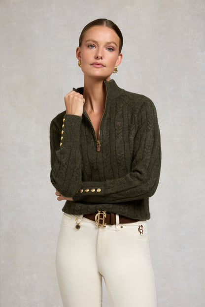 Bridget Quarter Zip Knit (Forest Green)