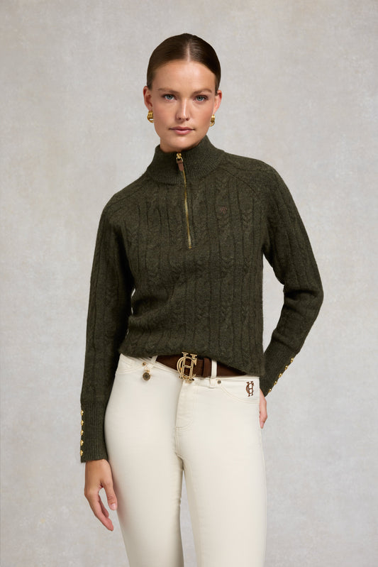 Bridget Quarter Zip Knit (Forest Green)