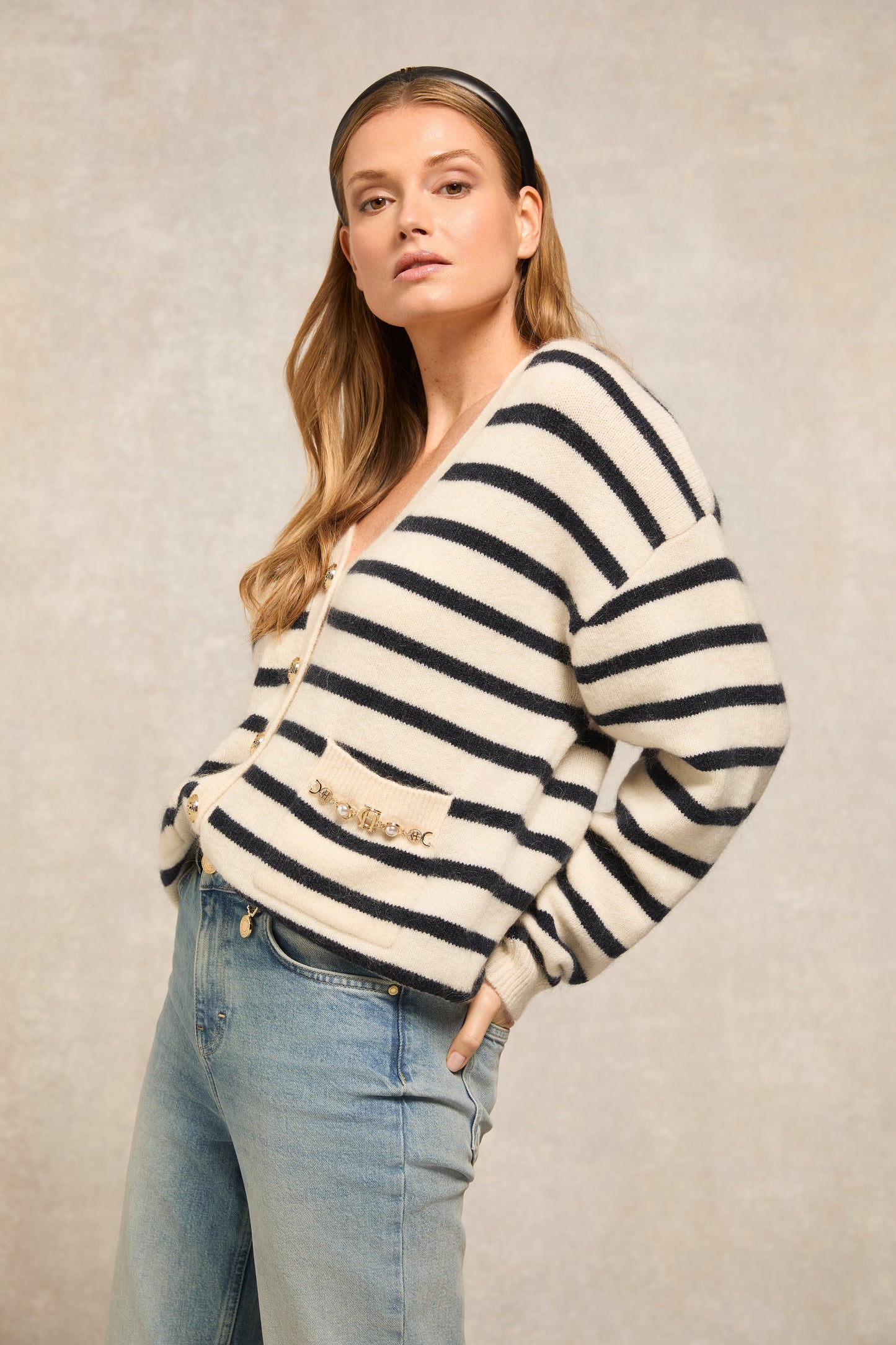 Mila Cardigan (Natural Stripe)