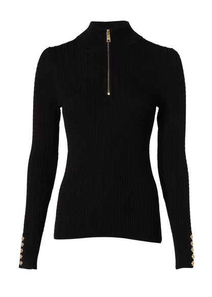 Ava Quarter Zip Knit (Black)
