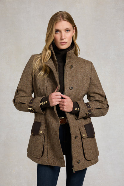 Balmoral Field Coat (Large Scale Brown Herringbone)