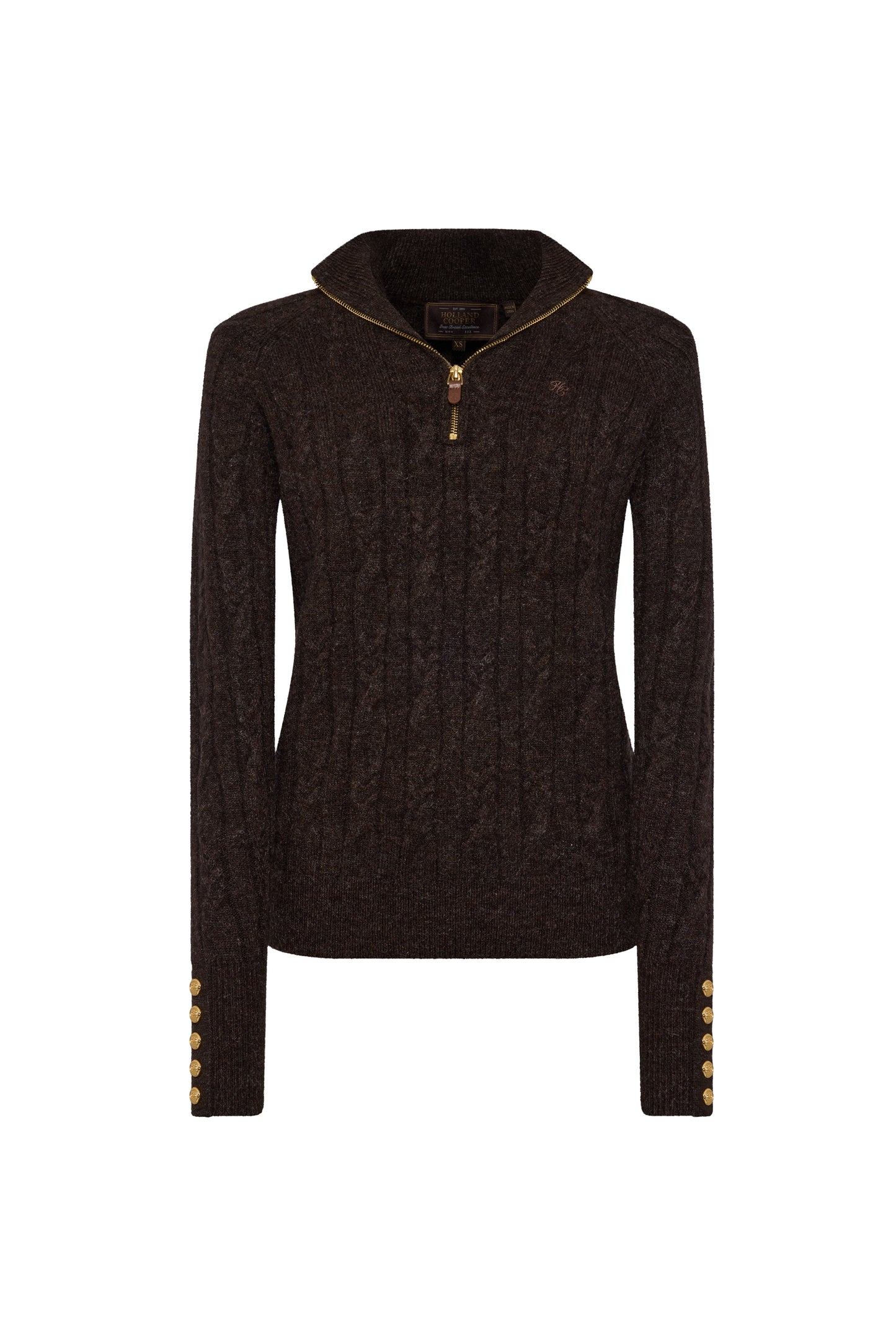 Bridget Quarter Zip Knit (Chocolate)