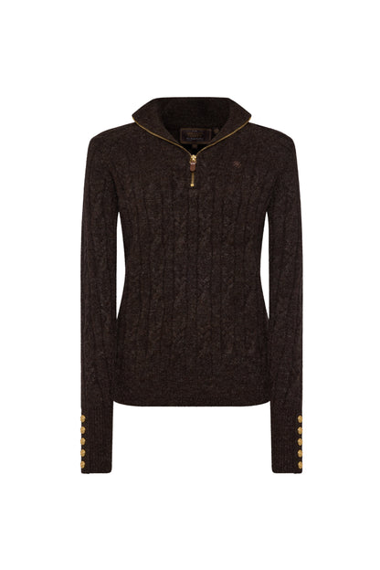 Bridget Quarter Zip Knit (Chocolate)