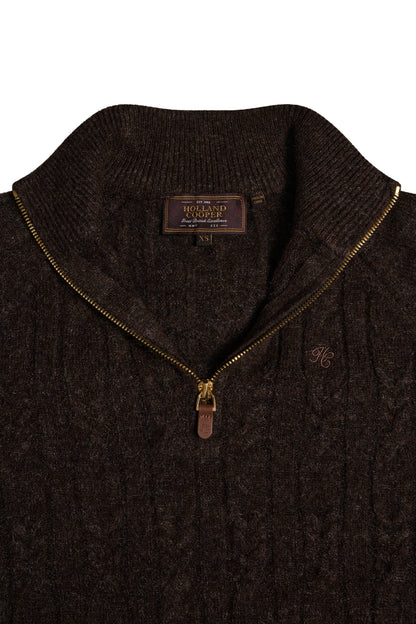 Bridget Quarter Zip Knit (Chocolate)