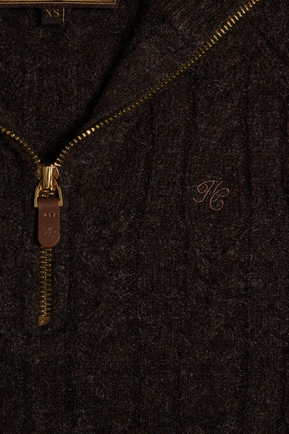 Bridget Quarter Zip Knit (Chocolate)