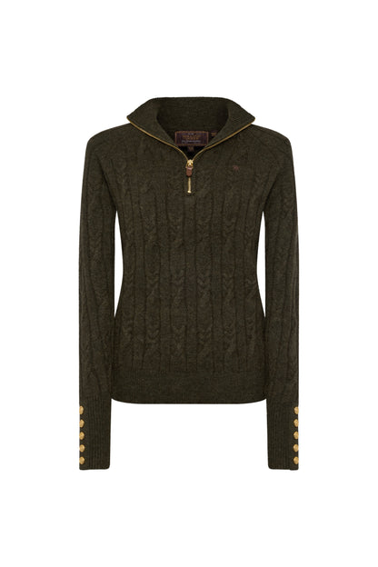 Bridget Quarter Zip Knit (Forest Green)