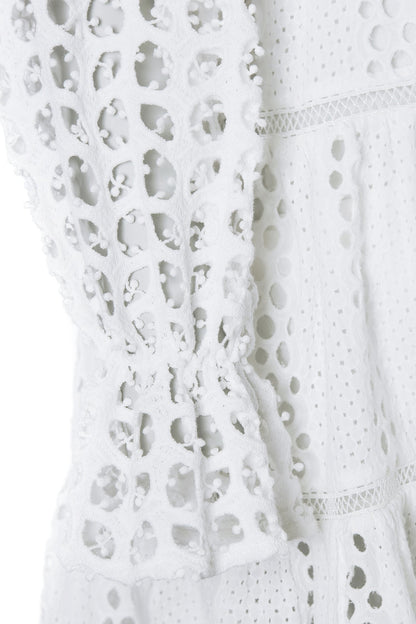 Broderie Lace V-Neck Dress (White)