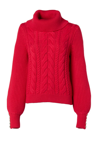 Corded Roll Neck Knit (Raspberry)