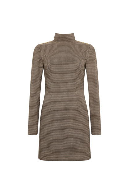 Cara Country Mini Dress (Mocha Houndstooth)