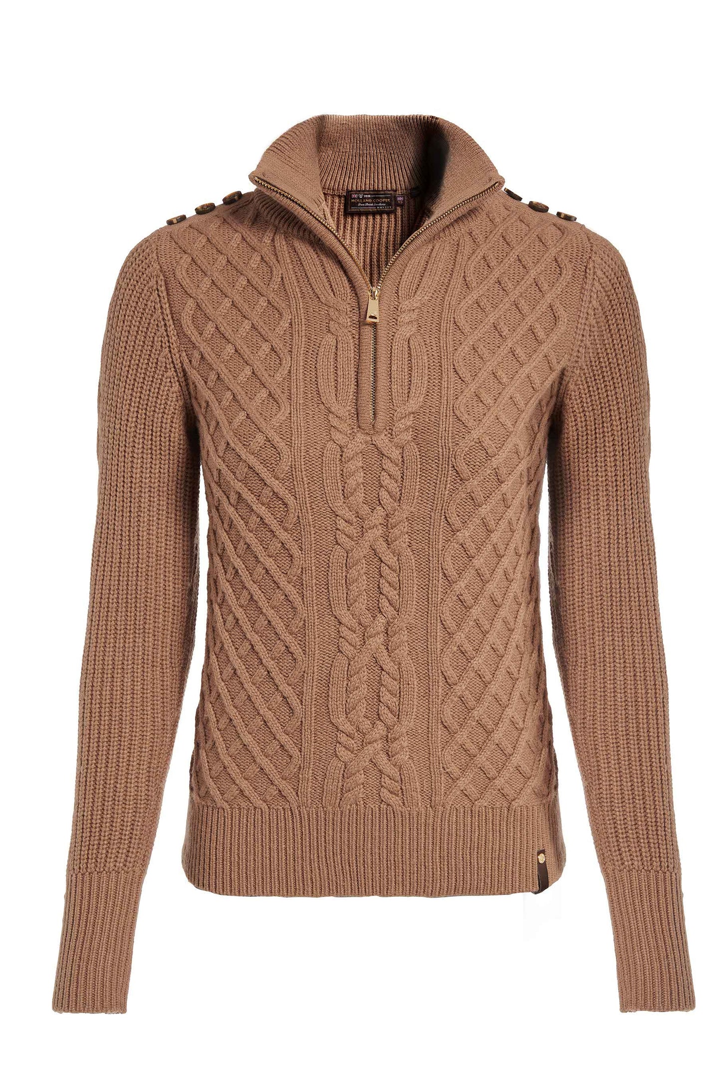Country Cable Quarter Zip Knit (Caramel)