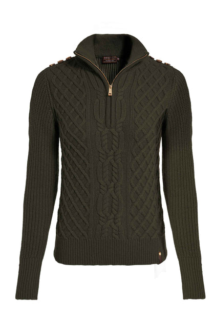 Country Cable Quarter Zip Knit (Forest Green)
