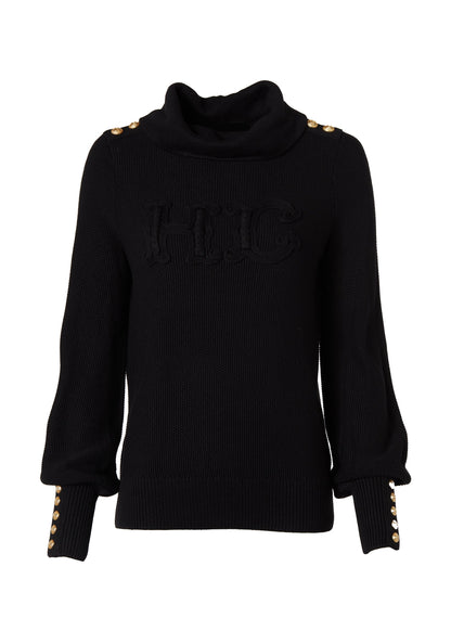 Daisy Roll Neck Knit (Black)