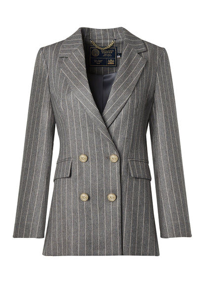 Double Breasted Blazer (Soft Grey Pinstripe)