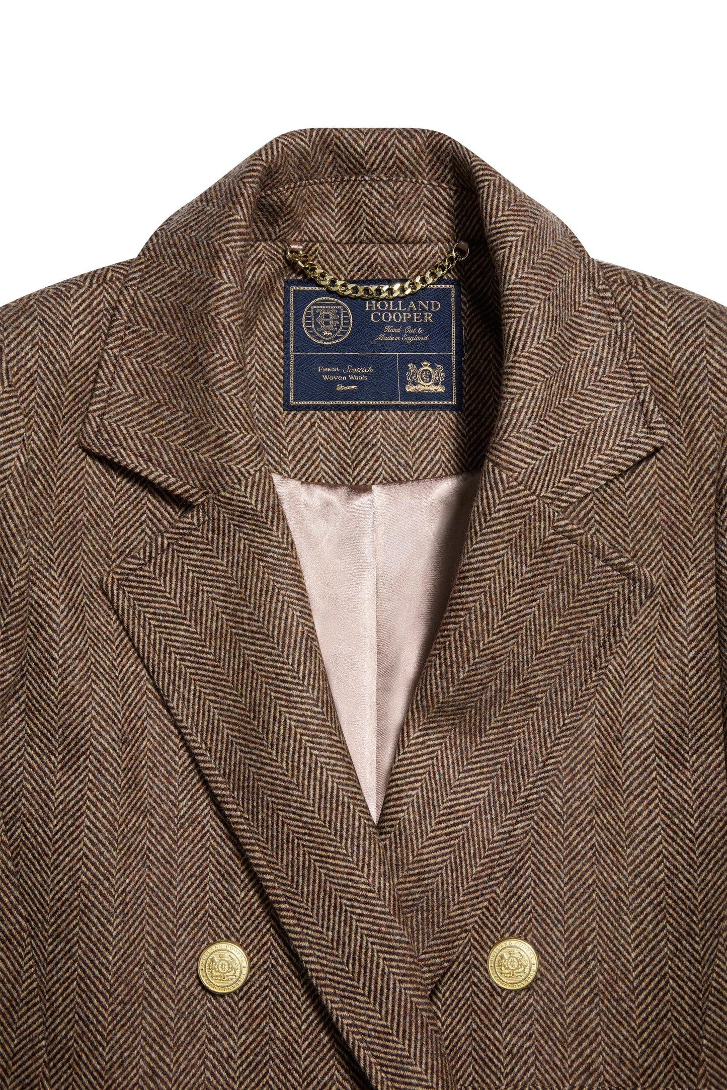 Double Breasted Coat (Large Scale Brown Herringbone)