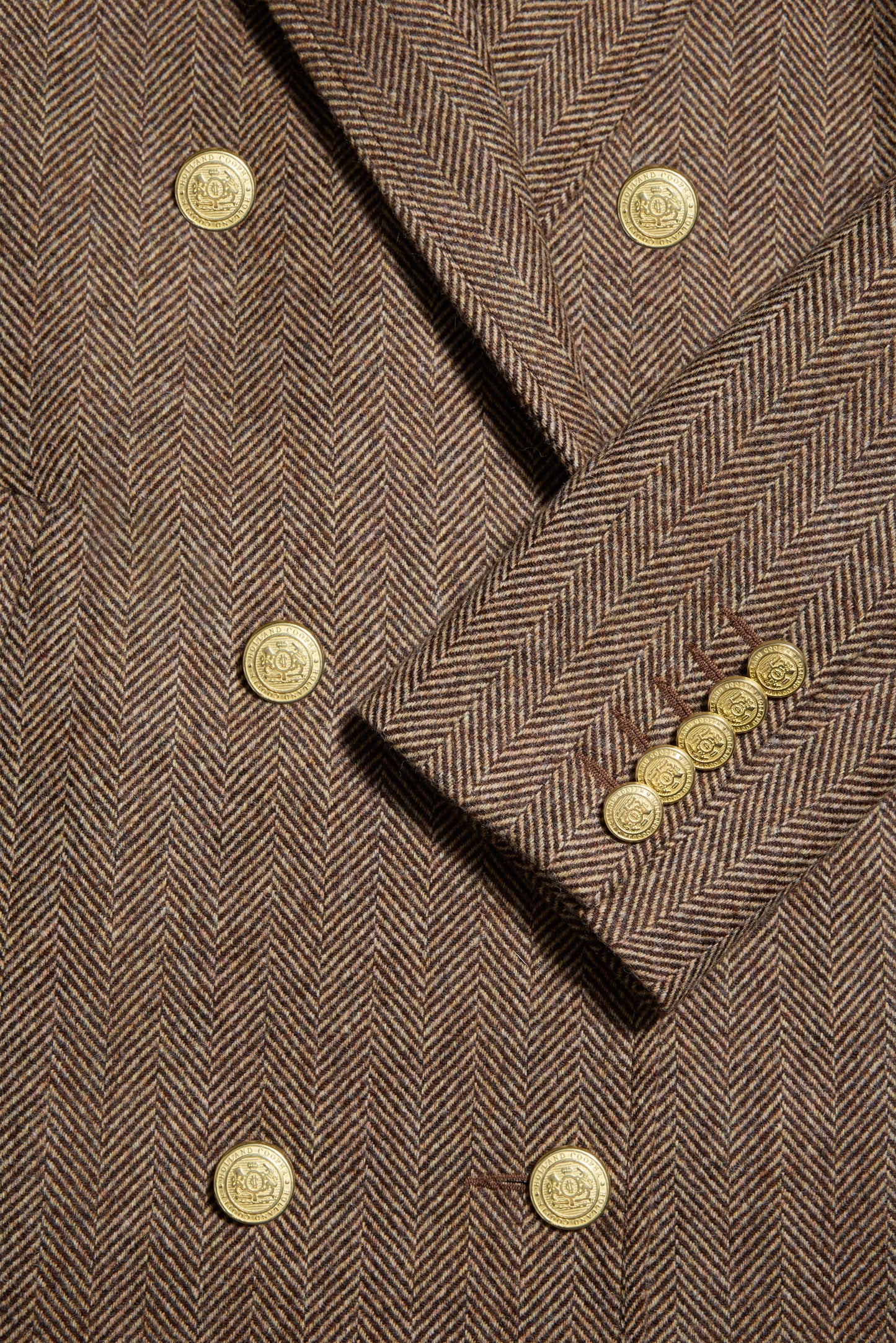 Double Breasted Coat (Large Scale Brown Herringbone)