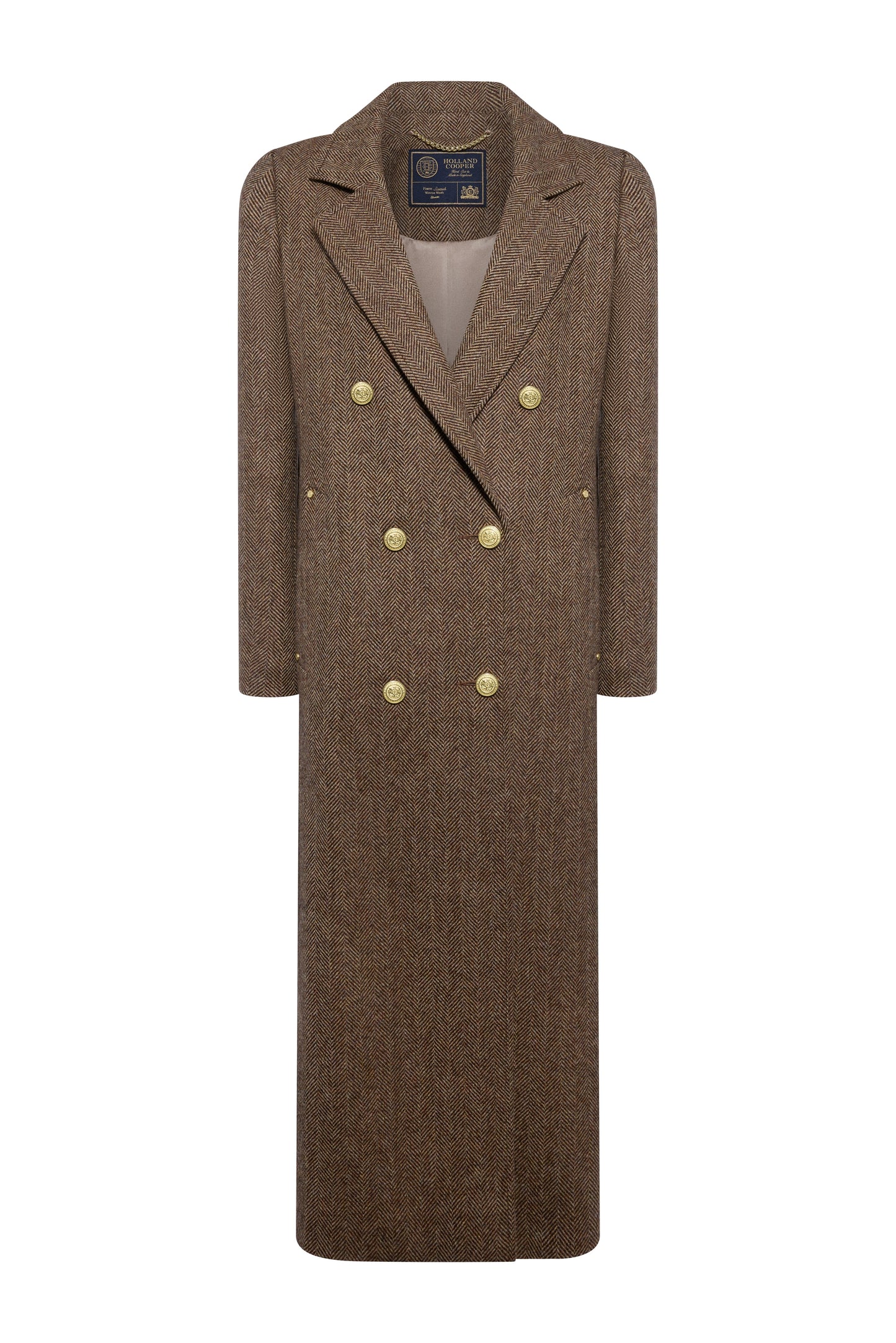 Double Breasted Coat (Large Scale Brown Herringbone)