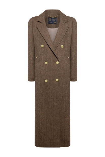 Double Breasted Coat (Large Scale Brown Herringbone)