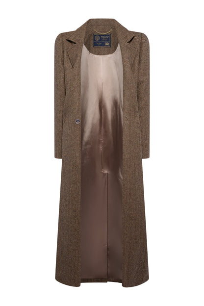 Double Breasted Coat (Large Scale Brown Herringbone)