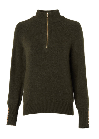 Tori Quarter Zip Knit (Forest Green)
