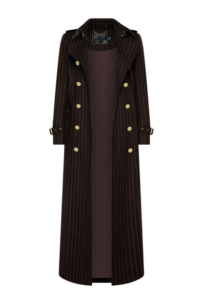 Full Length Marlborough Trench Coat (Chocolate Pinstripe)