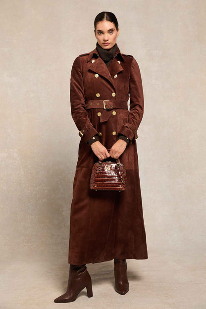 Chocolate Suede Trench Look