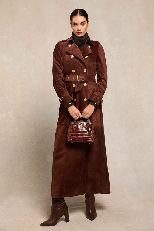 Chocolate Suede Trench Look
