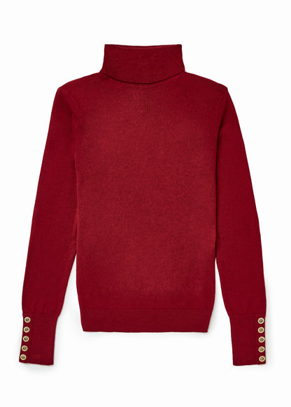 Victoria Cashmere Roll Neck (Berry)
