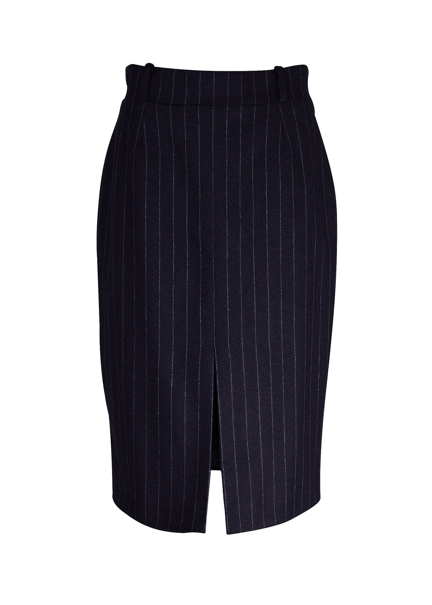 Mary's Navy Chalk Pinstripe Look