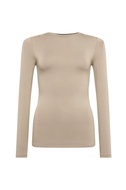 Harper Long Sleeve Top (Taupe)