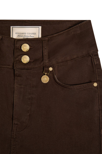 High Rise Flared Jean (Chocolate)