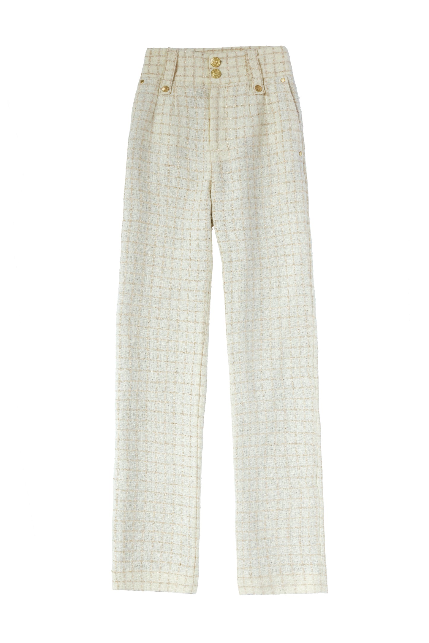 High Waisted Straight Trouser (Ivory Sparkle Tweed)