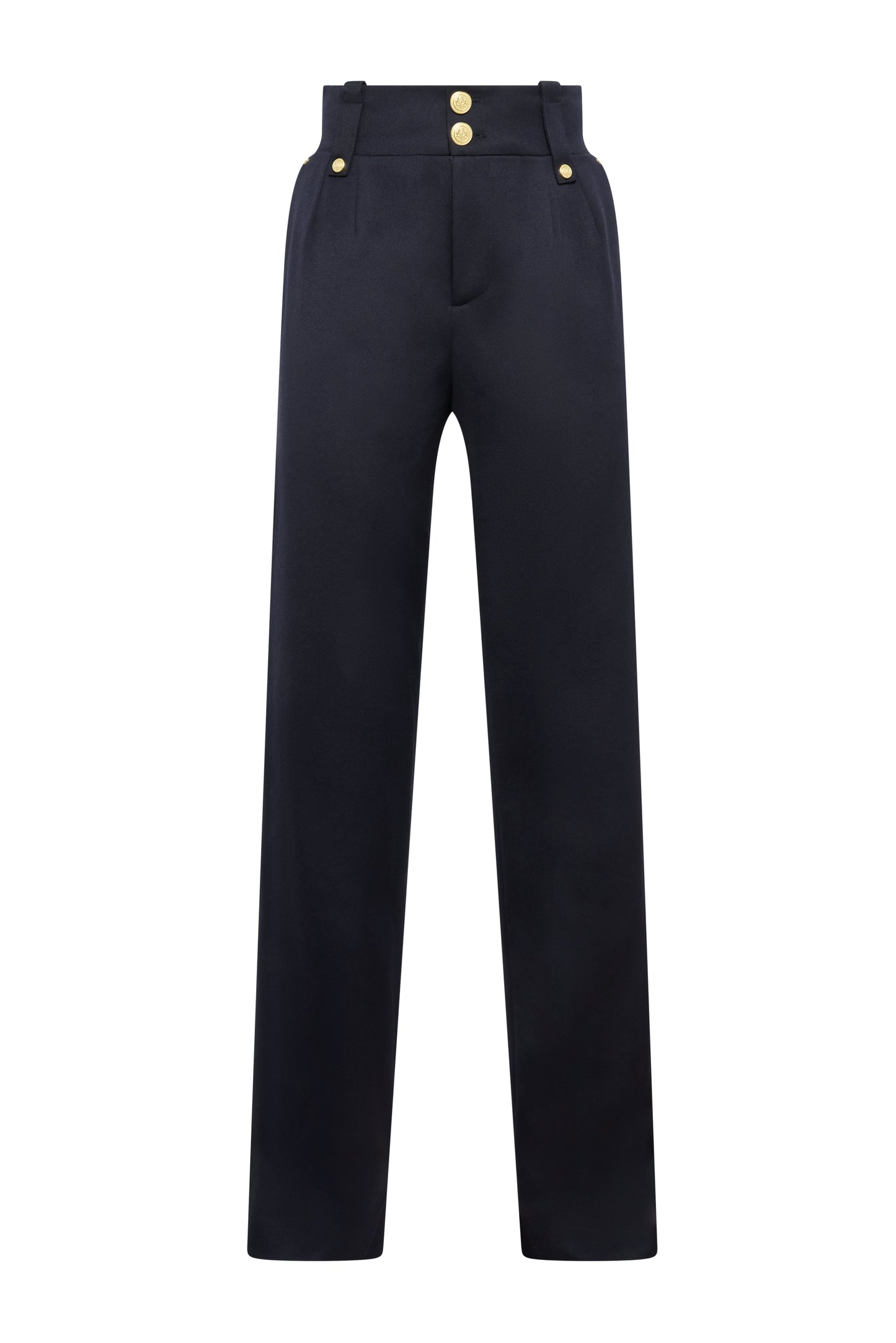 High Waisted Straight Trouser (Navy Barathea)