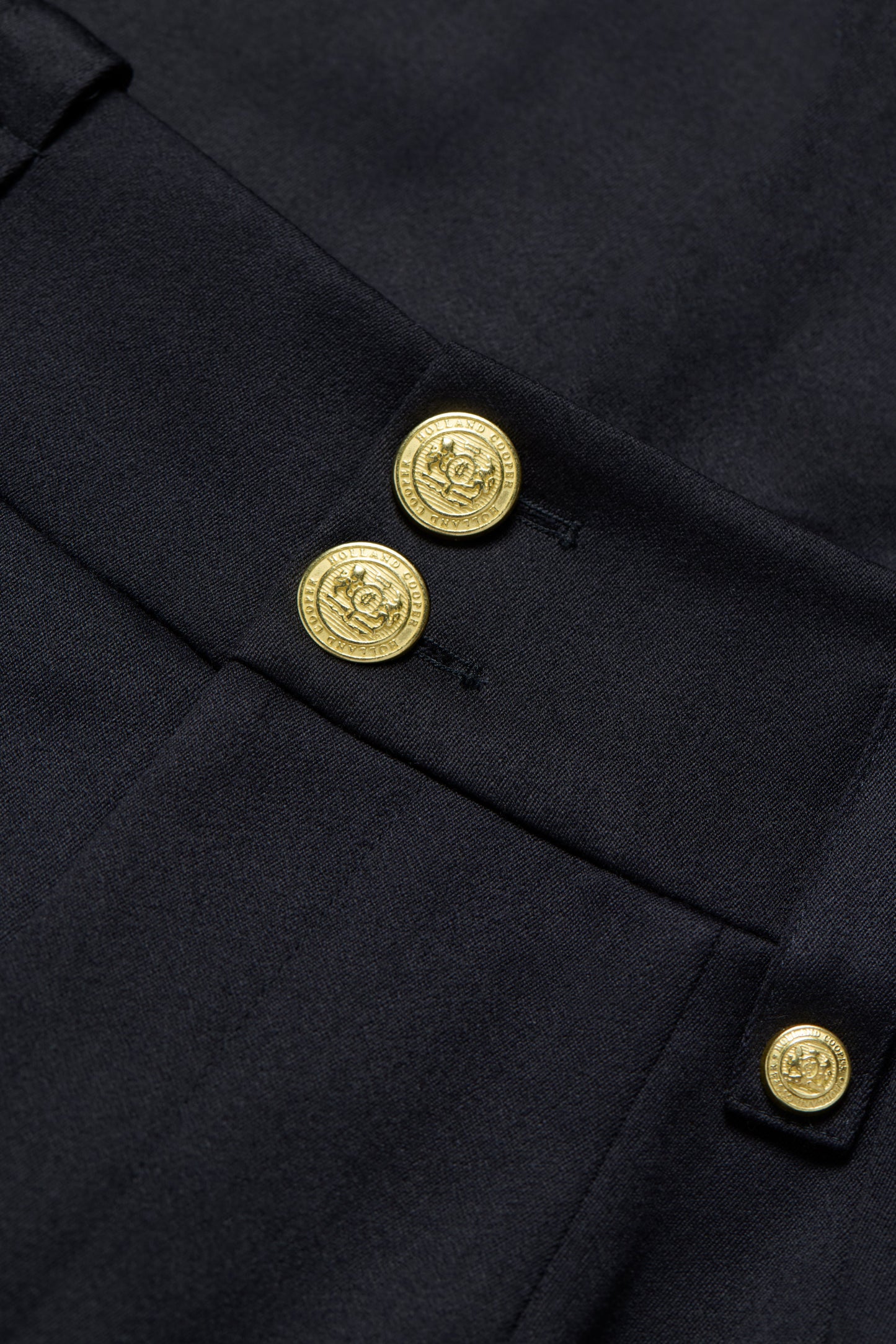 High Waisted Straight Trouser (Navy Barathea)