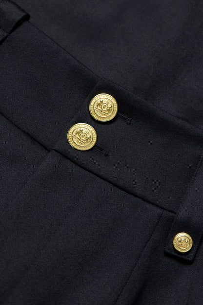 High Waisted Straight Trouser (Navy Barathea)