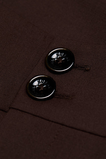 High Waisted Wide Leg Trouser (Walnut Twill)