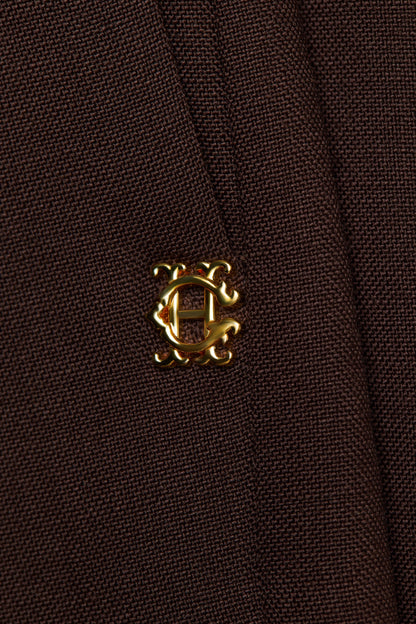 High Waisted Wide Leg Trouser (Walnut Twill)