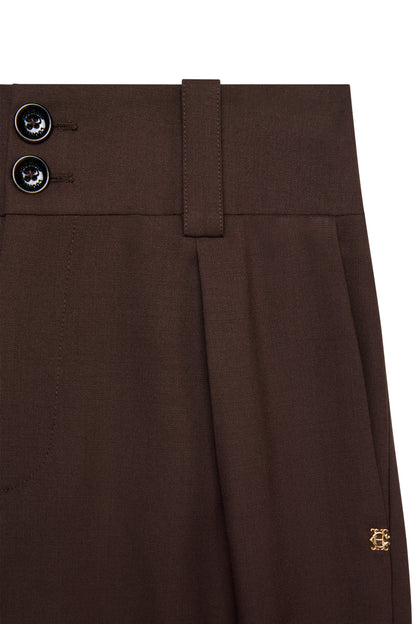 High Waisted Wide Leg Trouser (Walnut Twill)