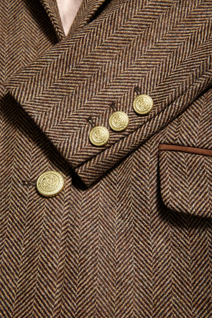 Highgrove Coat (Large Scale Brown Herringbone)