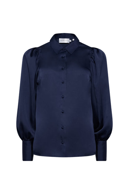 Iona Satin Shirt (Deep Navy)