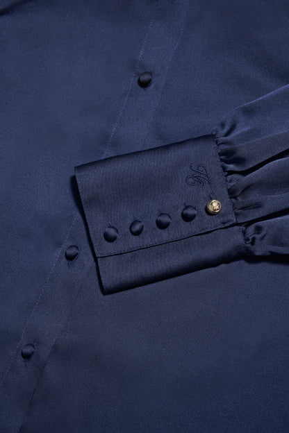 Iona Satin Shirt (Deep Navy)