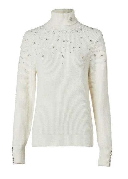 Kelsie Rib Embellished Roll Neck (Natural)