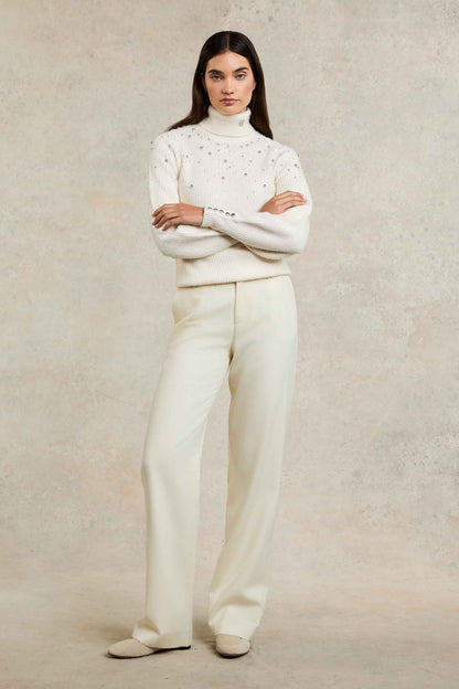 Kelsie Rib Embellished Roll Neck (Natural)