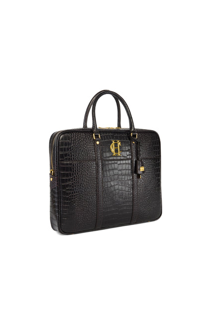 Knightsbridge Briefcase (Rich Chocolate Croc)