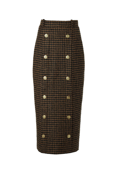 Knightsbridge Maxi Skirt (Chocolate Houndstooth)