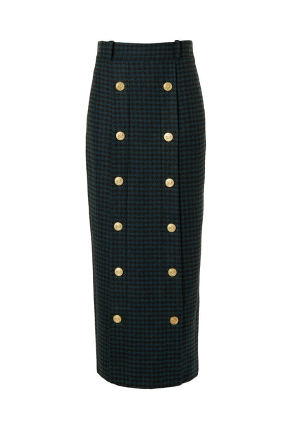 Knightsbridge Maxi Skirt (Emerald Houndstooth)