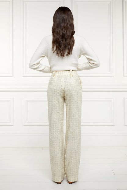 High Waisted Straight Trouser (Ivory Sparkle Tweed)