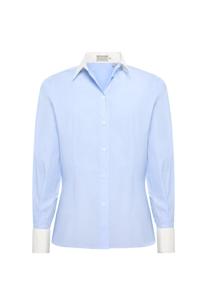 Louisa Shirt (Pale Blue Fine Stripe)