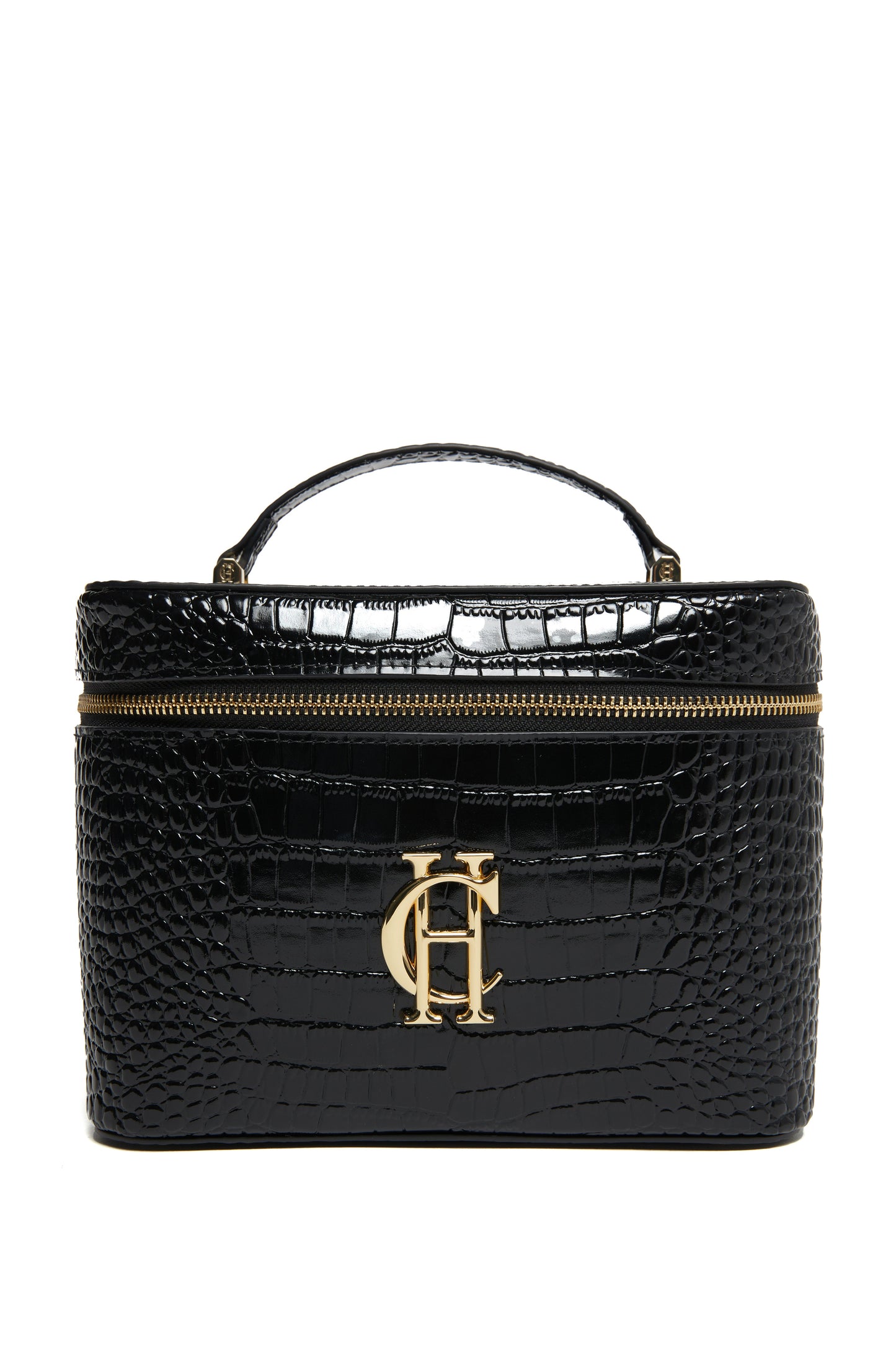 Travel Makeup Bag (Black Croc)