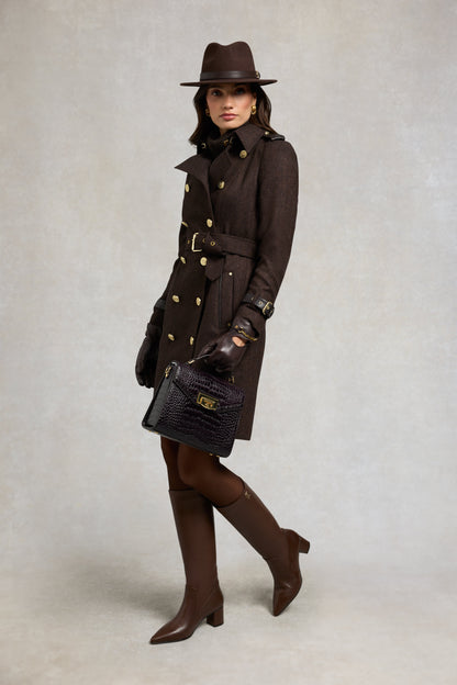 Marlborough Trench Coat (Chocolate Herringbone)