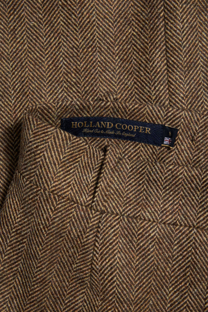 Mayfair Pencil Skirt (Large Scale Brown Herringbone)